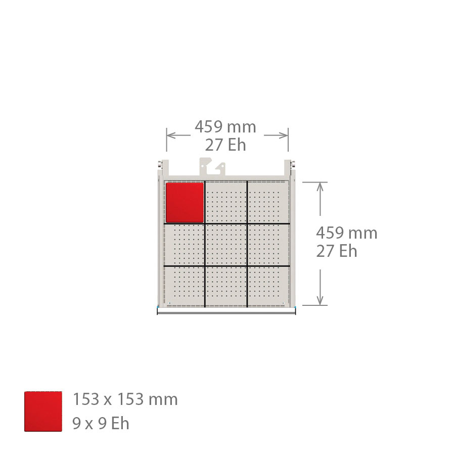 Mobiliario / Cajones metálicos / Subdivisión de cajones / 27x27 Eh