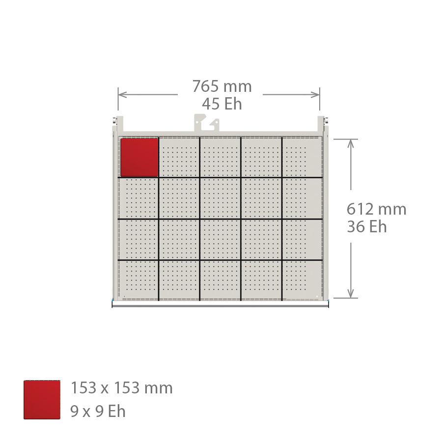 Mobiliario / Cajones metálicos / Subdivisión de cajones / 45x36 Eh