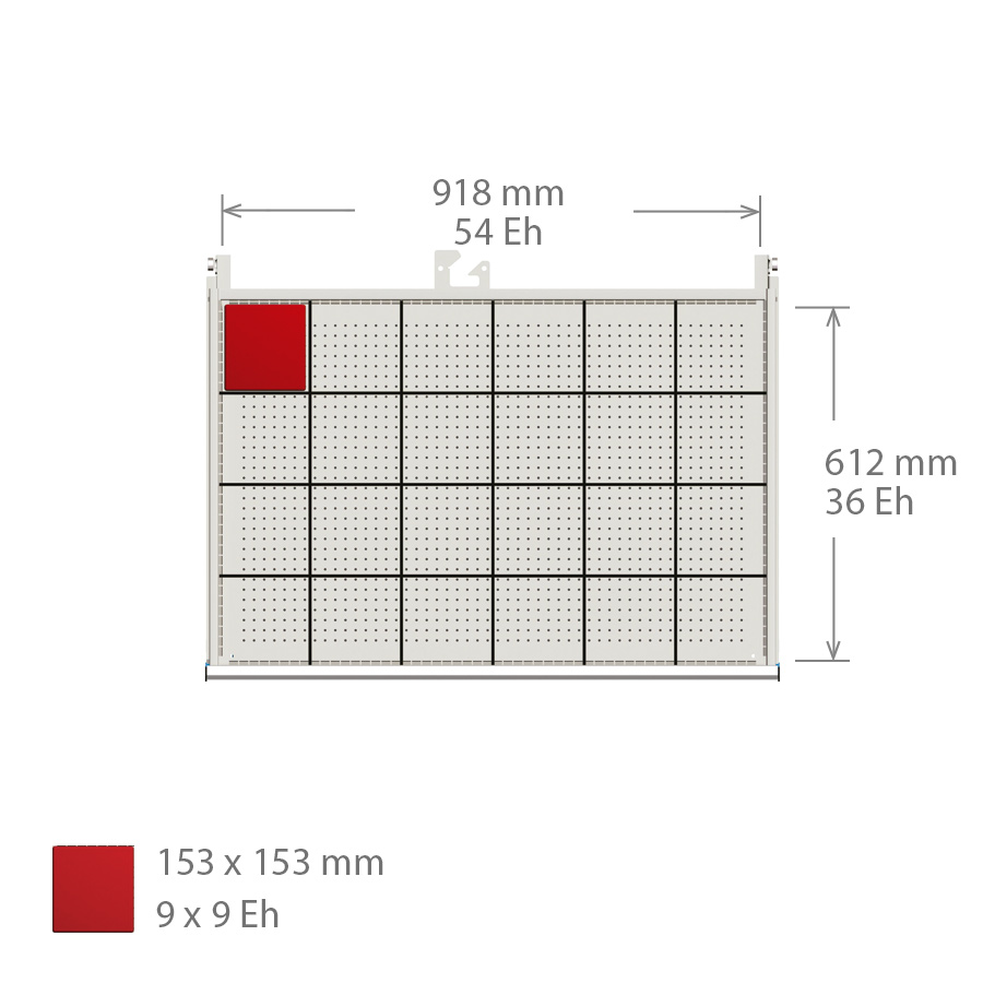 Mobiliario / Cajones metálicos / Subdivisión de cajones / 54x36 Eh