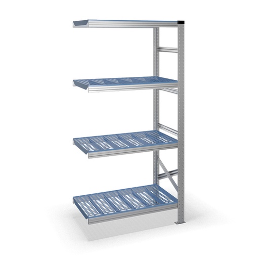 [041158] Estantería metálica adicional con 4 estantes de plástico - Dim.: 0900x500x1972h mm - acero galvanizado