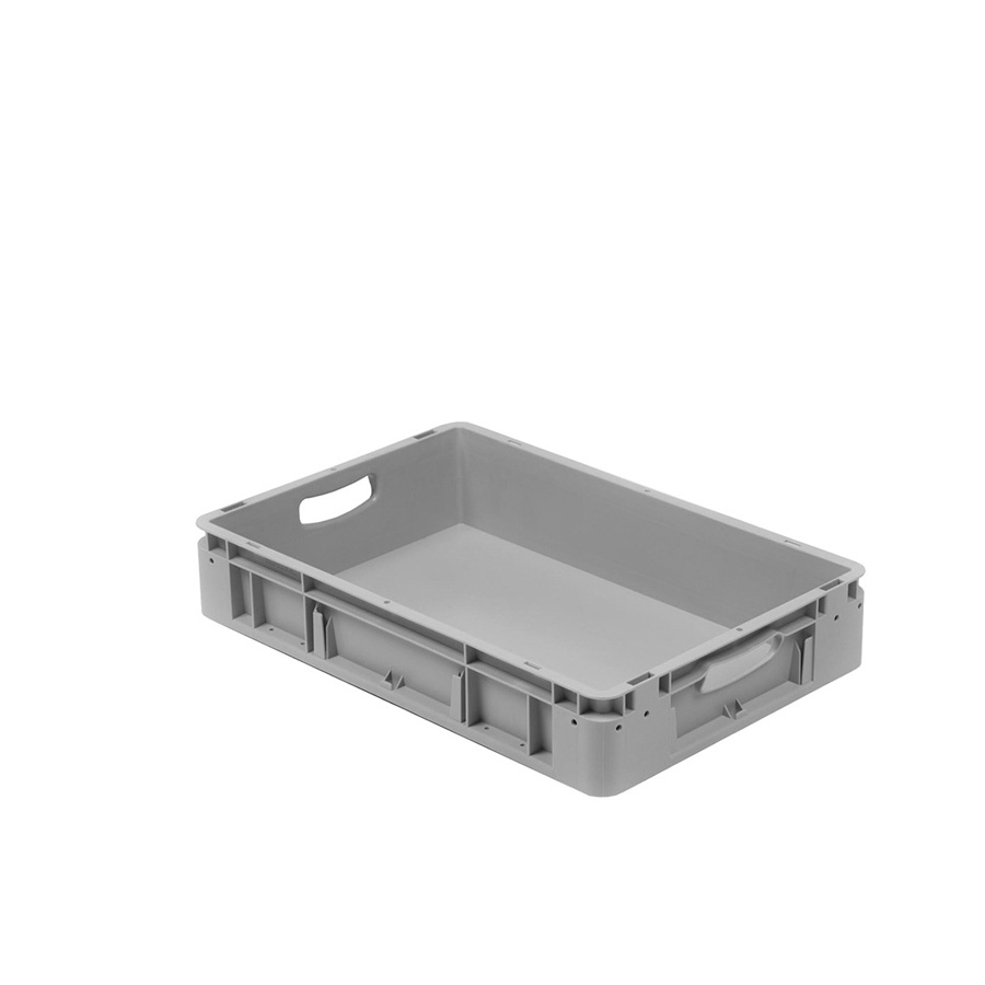 [041934] Caja plástica para transporte norma Europea serie Silverline con asas abiertas - Dim.: 600x400x120h mm - Gris