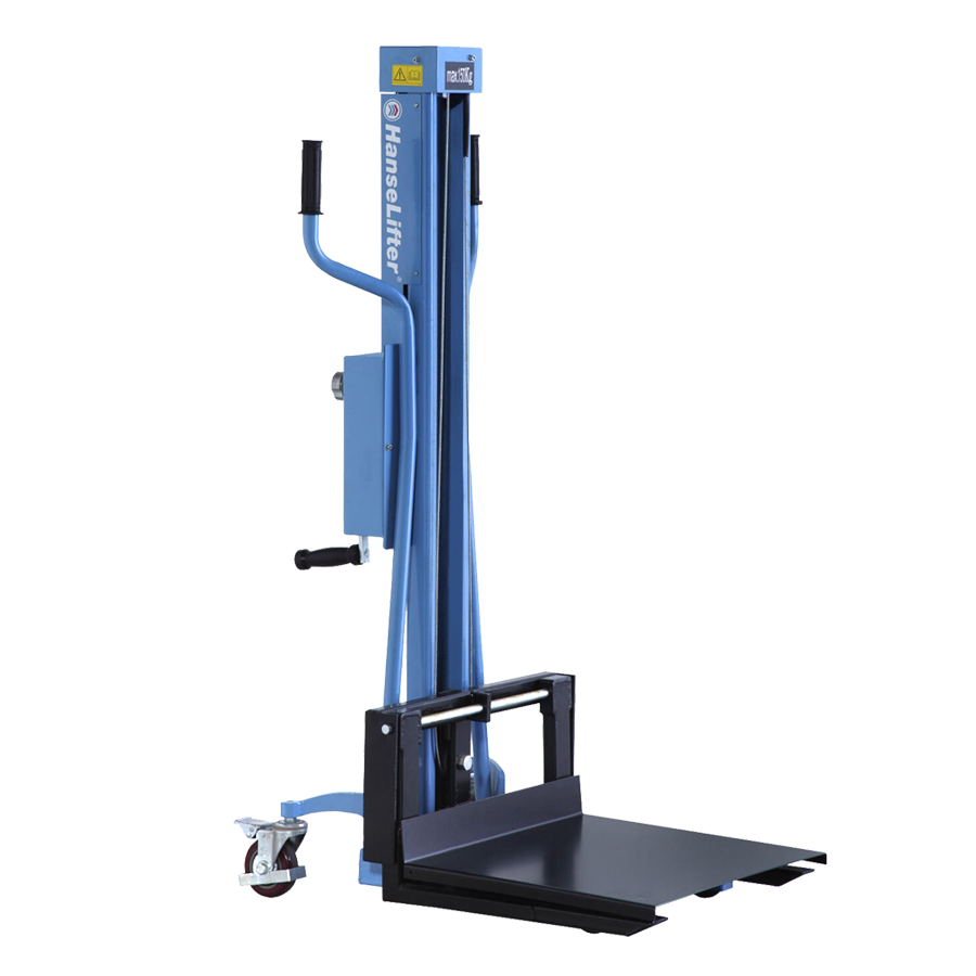 [042062] Elevador multiusos de traslación y elevación manual mediante manivela - Elevación máx.: 1100h mm - Carga máx.: 150 kg - Azul ral 5012