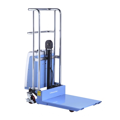 [042284] Elevador de traslación manual y elevación eléctrica - Elevación máx.: 1500h mm - Carga máx.: 400 kg - Azul ral 5012