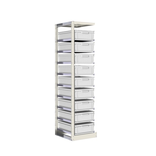 [042399] Módulo adicional de estantería con guías y 9 cajas de 600x400x170h mm - Dim.: 450x600x2000h mm - Acero cincado