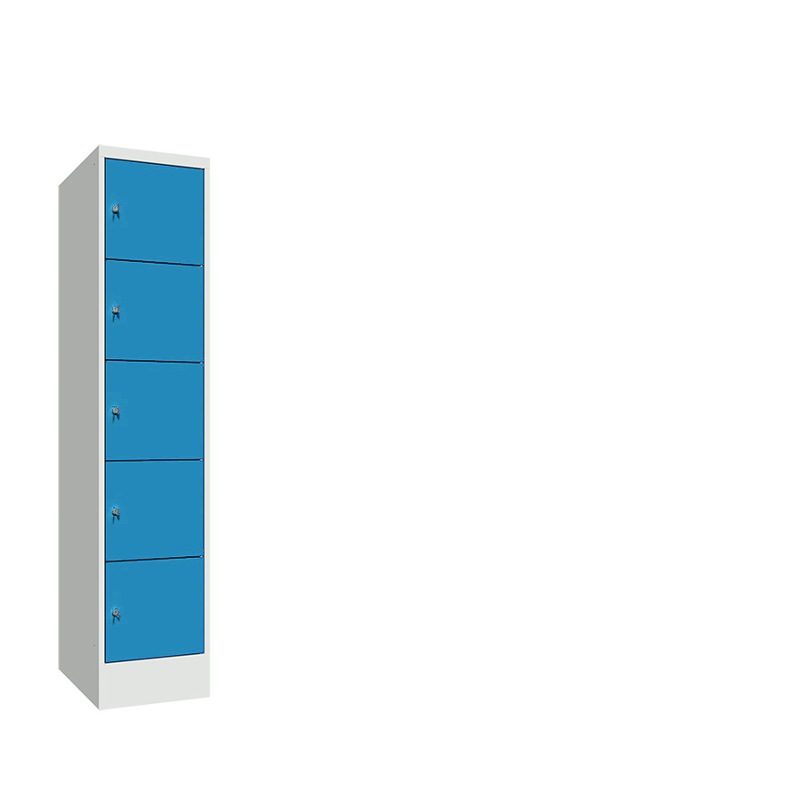 [042611] Consigna de 5 puertas con cerradura de llave - Dim.: 400x500x1850h mm - Gris ral 7035 + Azul ral 5012