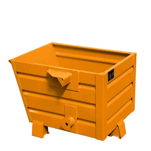 [042938] Contenedor metálico apilable y basculante mediante implante - Cap. 0,3 m³ - Dim.: 800x600x600 mm - Naranja ral 2000