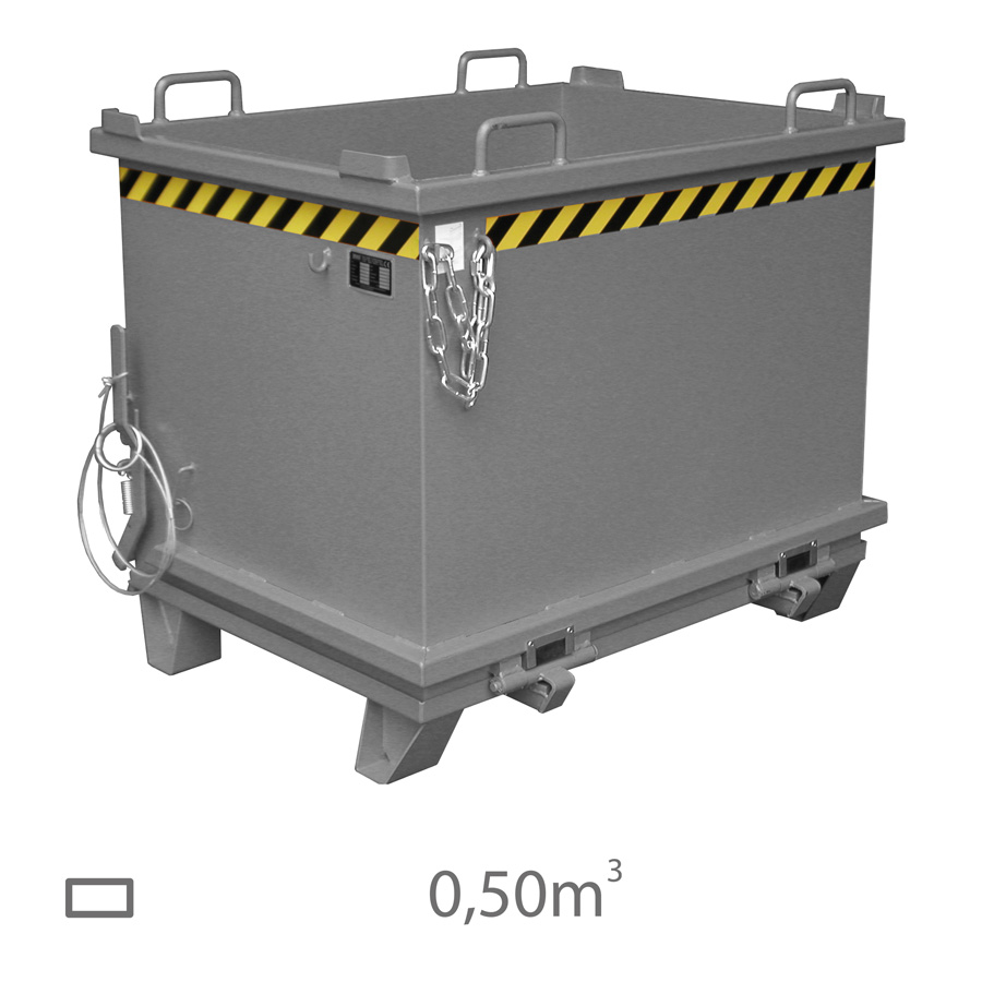 [042972] Contenedor de fondo abatible estándar - Capacidad 0,5 m³ - Dim.: 1035x1304x700 mm - acero pintado