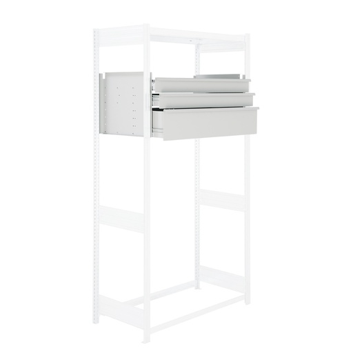 [043814] Set de 3 cajones extraíbles para estantería industrial - Dim.: 1000x500x450h mm - Carga 60 kg - Gris ral 7035
