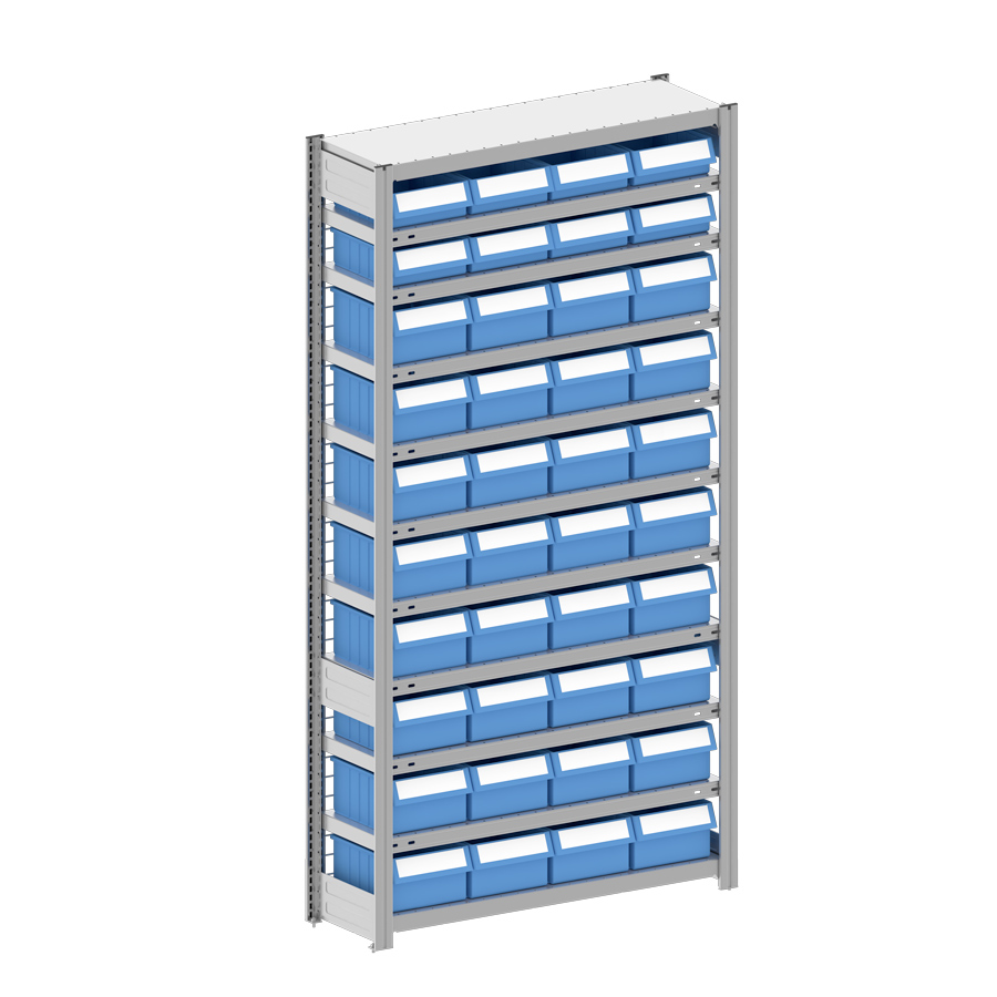 [044337] Estantería metálica con 40 cajas Regalbox RK - Dim.: 1058x324x2000h mm - Galvanizado 