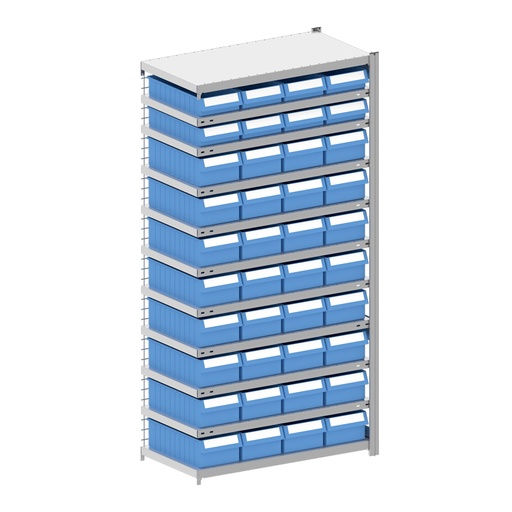 [044342] Módulo adicional de estantería metálica con 40 cajas Regalbox RK - Dim.: 1008x524x2000h mm - Galvanizado 