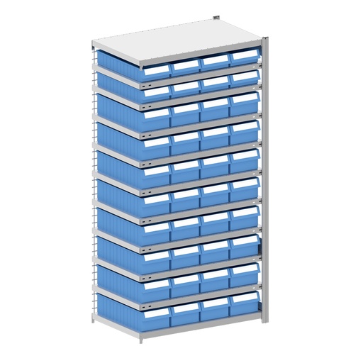 [044344] Módulo adicional de estantería metálica con 40 cajas Regalbox RK - Dim.: 1008x624x2000h mm - Galvanizado 