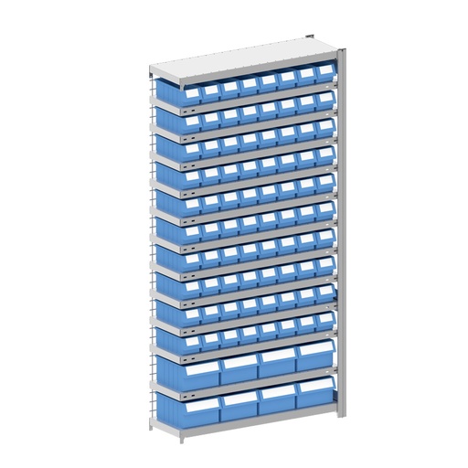 [044354] Módulo adicional de estantería metálica con 88 cajas Regalbox RK - Dim.: 1008x324x2000h mm - Galvanizado 