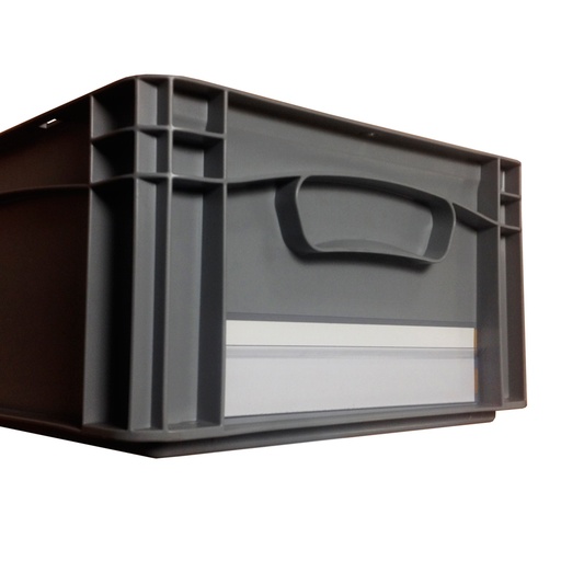 [044372] Etiquetero plástico con adhesivo para caja o contenedor - Dim.: 210x80h mm - Transparente