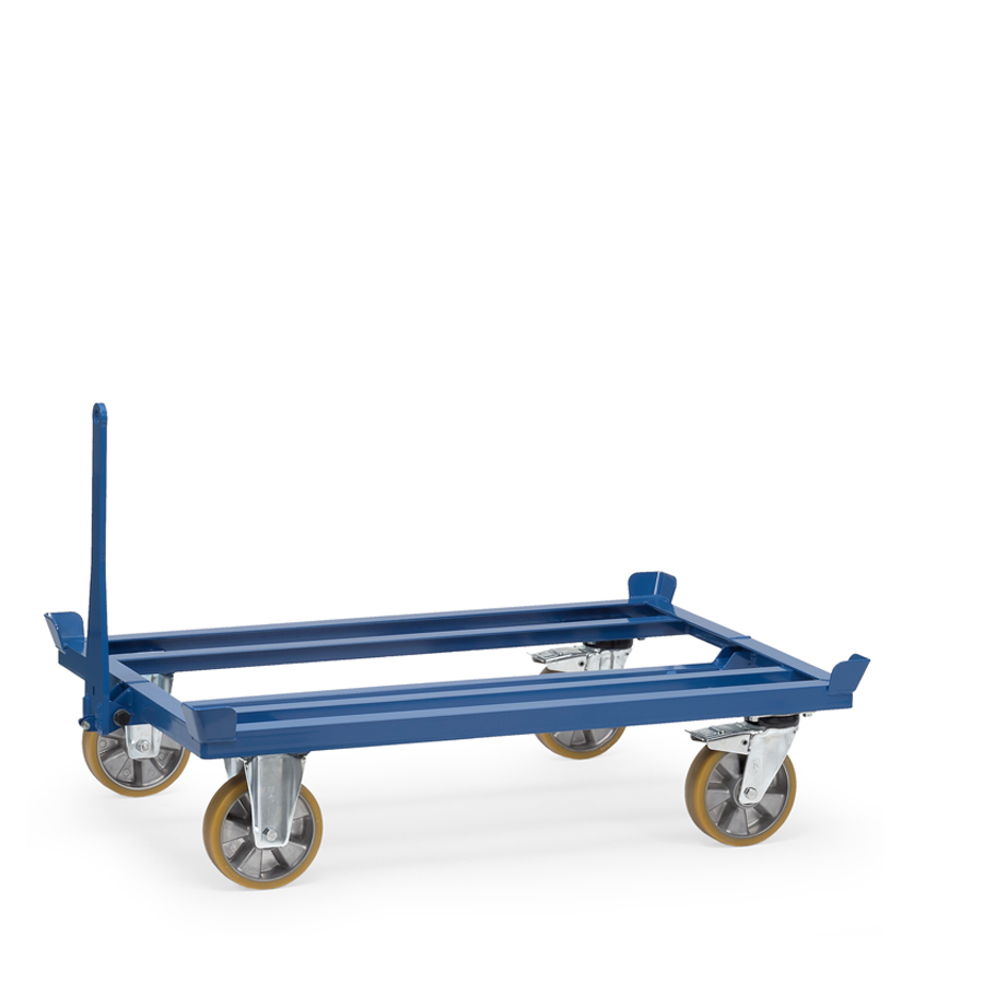 [044838] Base rodante para palet con enganche para remolque con ruedas poliuretano - Dim. palet 1200 x 800 mm - Azul Ral 5007