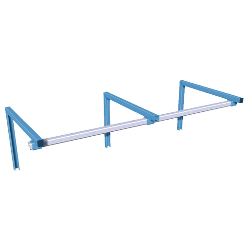[044876] Soporte superior compuesto por 2 brazos y riel para montante vertical - Dim.: 1250 mm. - Azul ral 5012 / Galvanizado