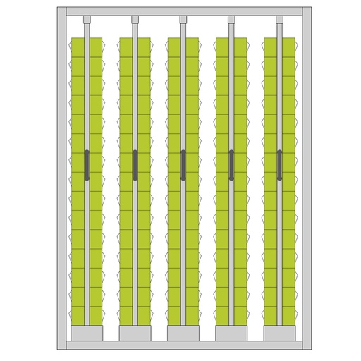[044962] Estantería metálica con 5 estantes verticales extraíbles con contenedores Unibox - Dim.: 1481x707x2000h mm - Gris ral 7035