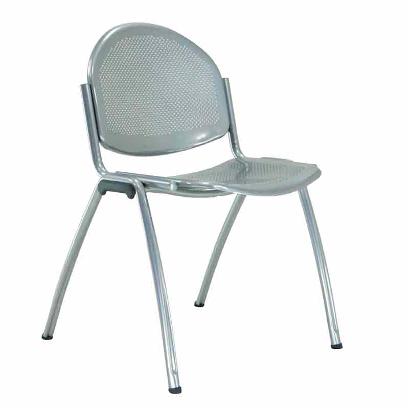 [045084] Silla para colectividades con patas, asiento y respaldo metálico - Dim.: 540x390x810h mm - Gris