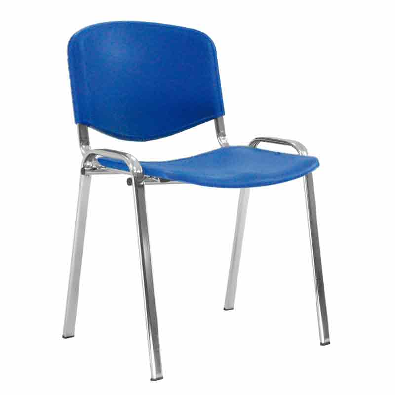 [045096] Silla con asiento y respaldo plástico azul, estructura de acero cromado - Dim.: 540x470x800h mm - Azul