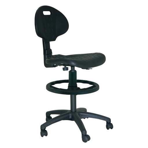 [045120] Silla para taller de poliuretano regulable en altura y con ruedas - Altura asiento.: 580 / 840h mm - Poliuretano negro