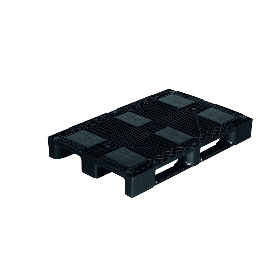 [045501] Palet plástico industrial con superficie rejada - Carga max. 5.000 Kg - Dim.: 1200x800x145h mm - Negro