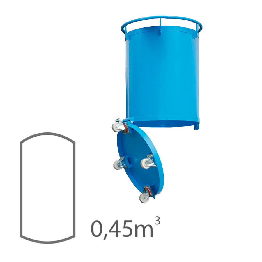 [045595] Contenedor cilíndrico de fondo abatible - Capacidad 0,45 m³ - Dim.: 868x1085 mm - acero pintado