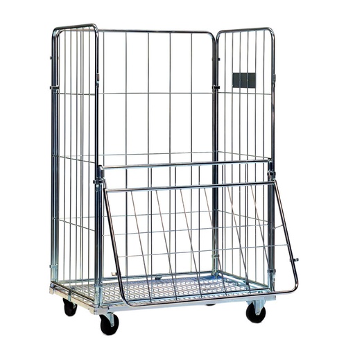 [045759] Roll contenedor de varilla cincada con 3 lados y puerta - Dim.: 1200x800x1800h mm - Acero cincado