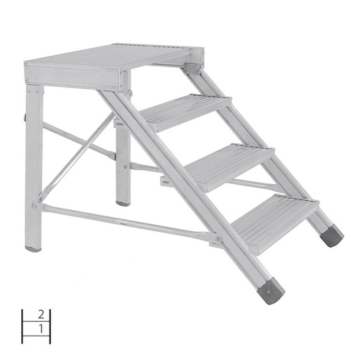 [046032] Escalera con 2 escalones y descansillo, anchura de escalones 600 mm - Dim.: 750x689x400h mm - Aluminio