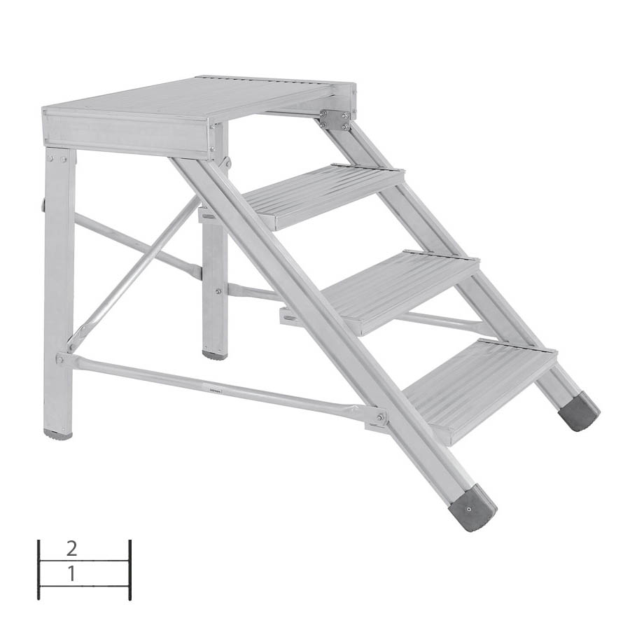 [046043] Escalera con 2 escalones y descansillo, anchura de escalones 1000 mm - Dim.: 750x1089x400h mm - Aluminio