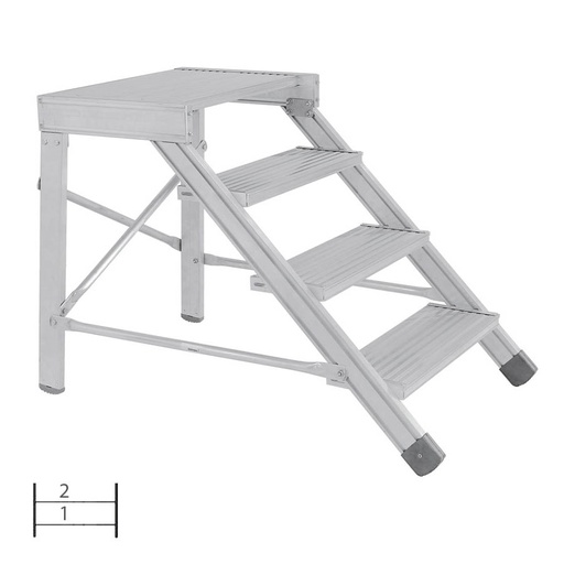 [046043] Escalera con 2 escalones y descansillo, anchura de escalones 1000 mm - Dim.: 750x1089x400h mm - Aluminio