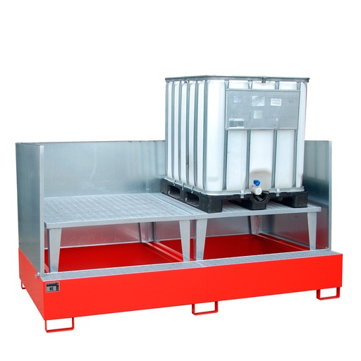 [046674] Cubeto de retención metálico con paredes y soporte elevador para trasvase - Cap.: 1000 lts. - Dim.: 2650x1460x1435h mm - acero pintado