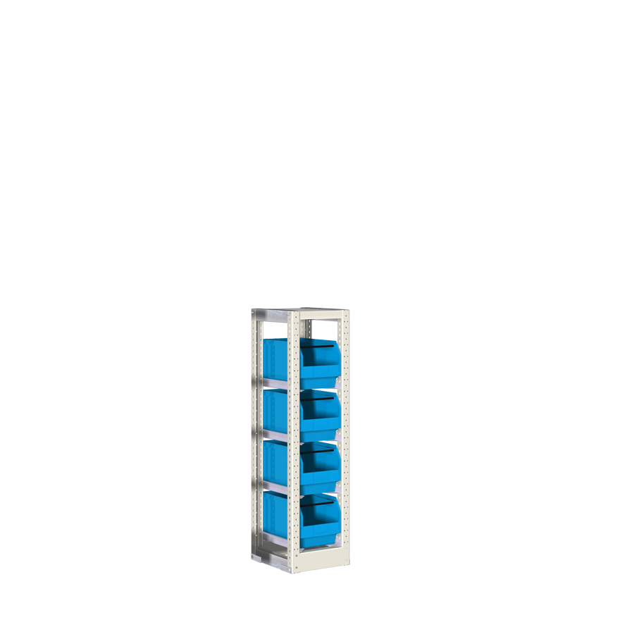 [046731] Estantería con guías y 4 cajas de 210x350x200h mm - Dim.: 302x350x1100h mm - Acero cincado