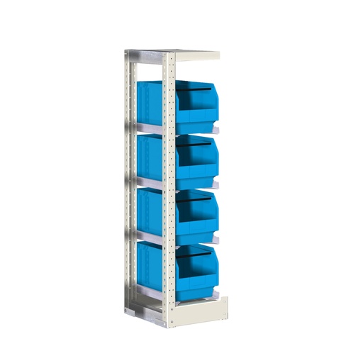 [046733] Módulo adicional de estantería con guías y 4 cajas de 210x350x200h mm - Dim.: 262x350x1100h mm - Acero cincado