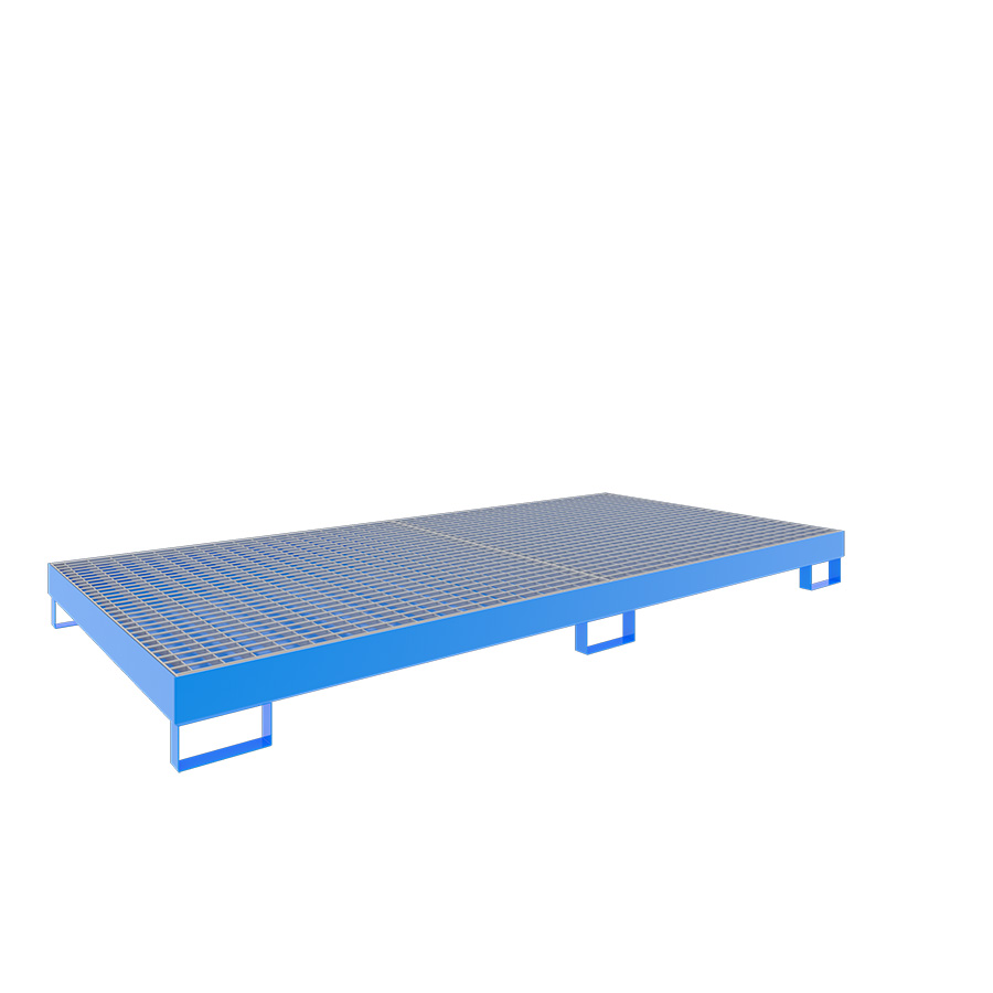 [046762] Cubeto de retención metálico con rejilla para estantería de paletización - Dim.: 2650x1300x206h mm - Cap.: 240 lts - acero pintado