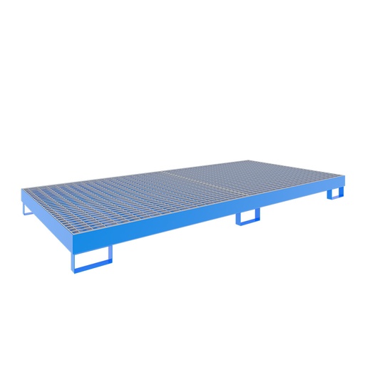 [046762] Cubeto de retención metálico con rejilla para estantería de paletización - Dim.: 2650x1300x206h mm - Cap.: 240 lts - acero pintado