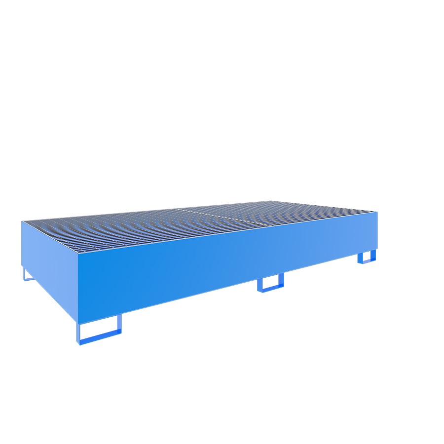 [046766] Cubeto de retención metálico con rejilla para estantería de paletización - Dim.: 2650x1300x435h mm - Cap.: 1000 lts - acero pintado