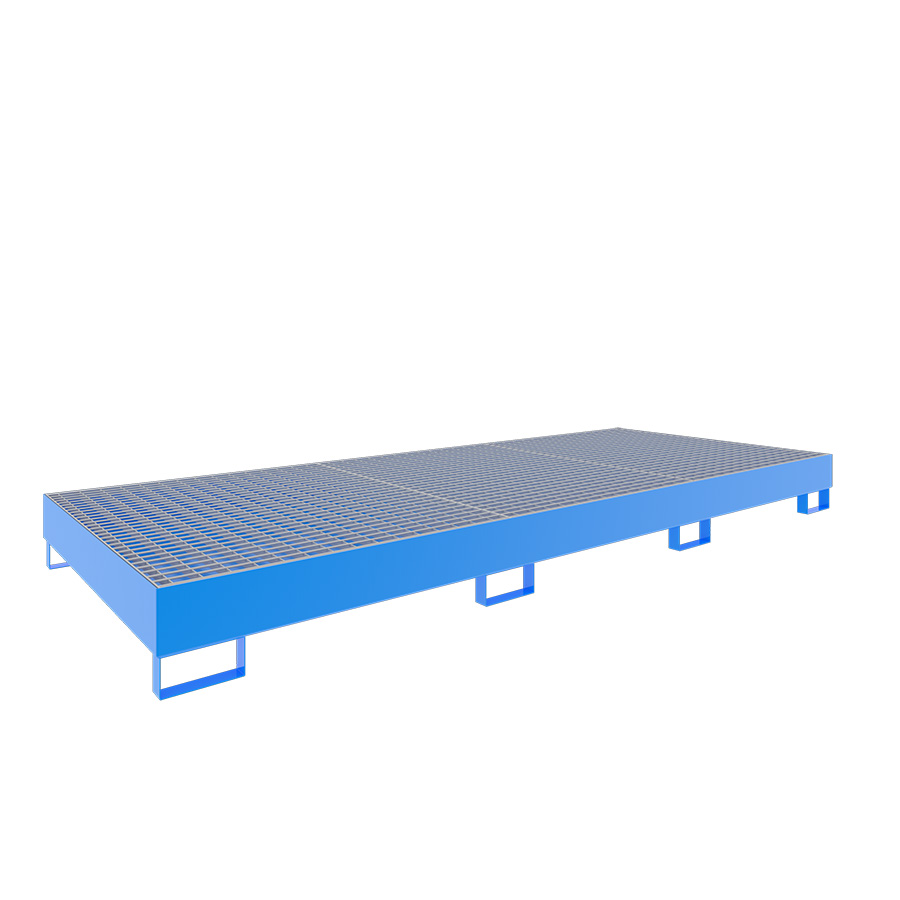 [046770] Cubeto de retención metálico con rejilla para estantería de paletización - Dim.: 3250x1300x264h mm - Cap.: 540 lts - acero pintado