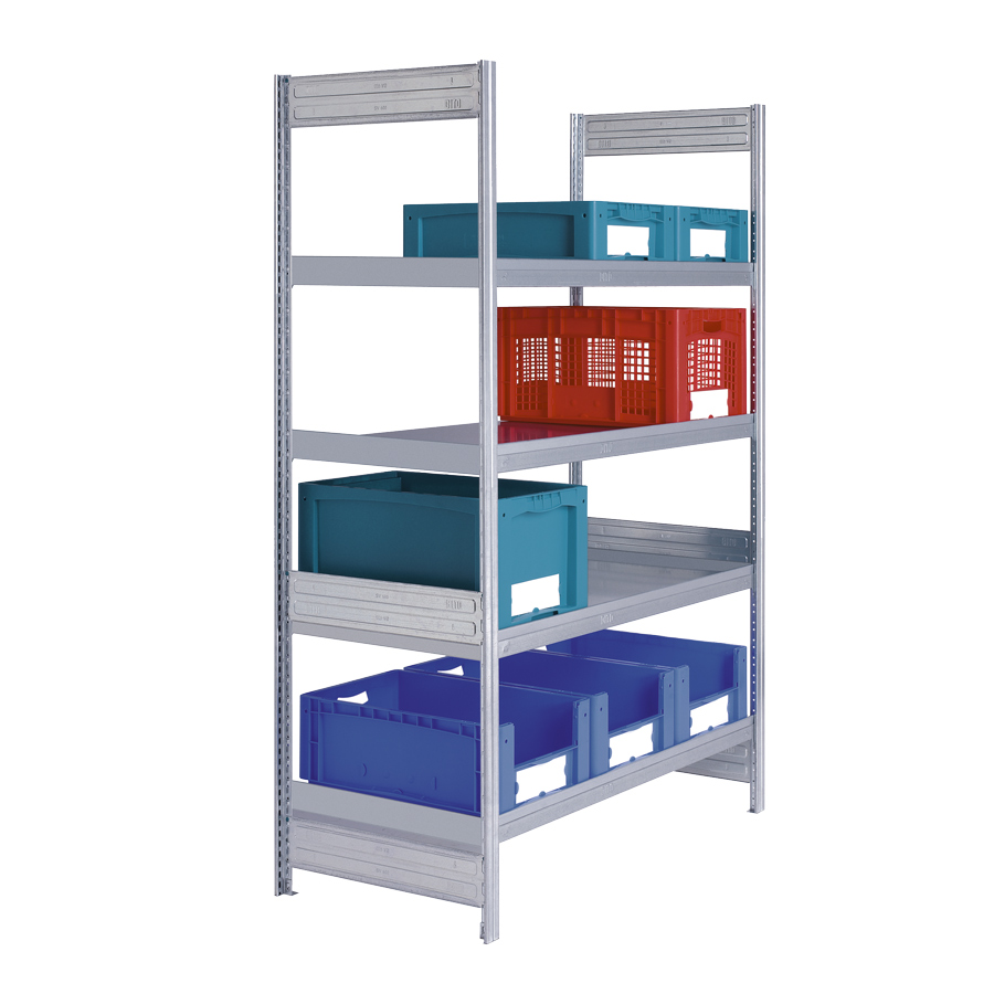 [046900] Estantería industrial con 4 estantes planos de carga 100 kg - Dim.: 1058x424x2000h mm - Galvanizado