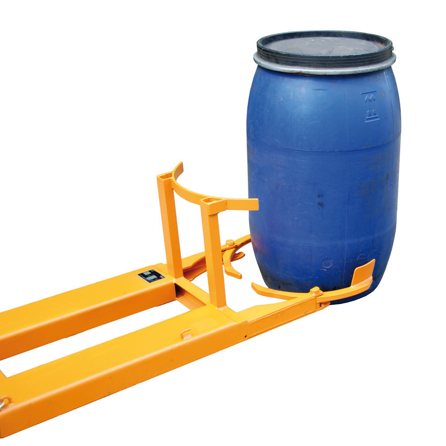 [047013] Agarrador de bidones plásticos de 200 litros mediante carretilla elevadora - Dim.: 1400x600x485h mm - Acero pintado
