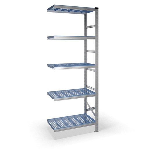 [047383] Estantería metálica adicional con 5 estantes de plástico - Dim.: 0900x600x2500h mm - acero galvanizado