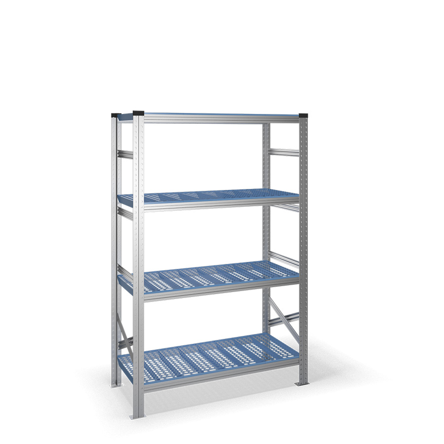 [047384] Estantería metálica con 4 estantes de plástico - Dim.: 1200x600x1972h mm - acero galvanizado