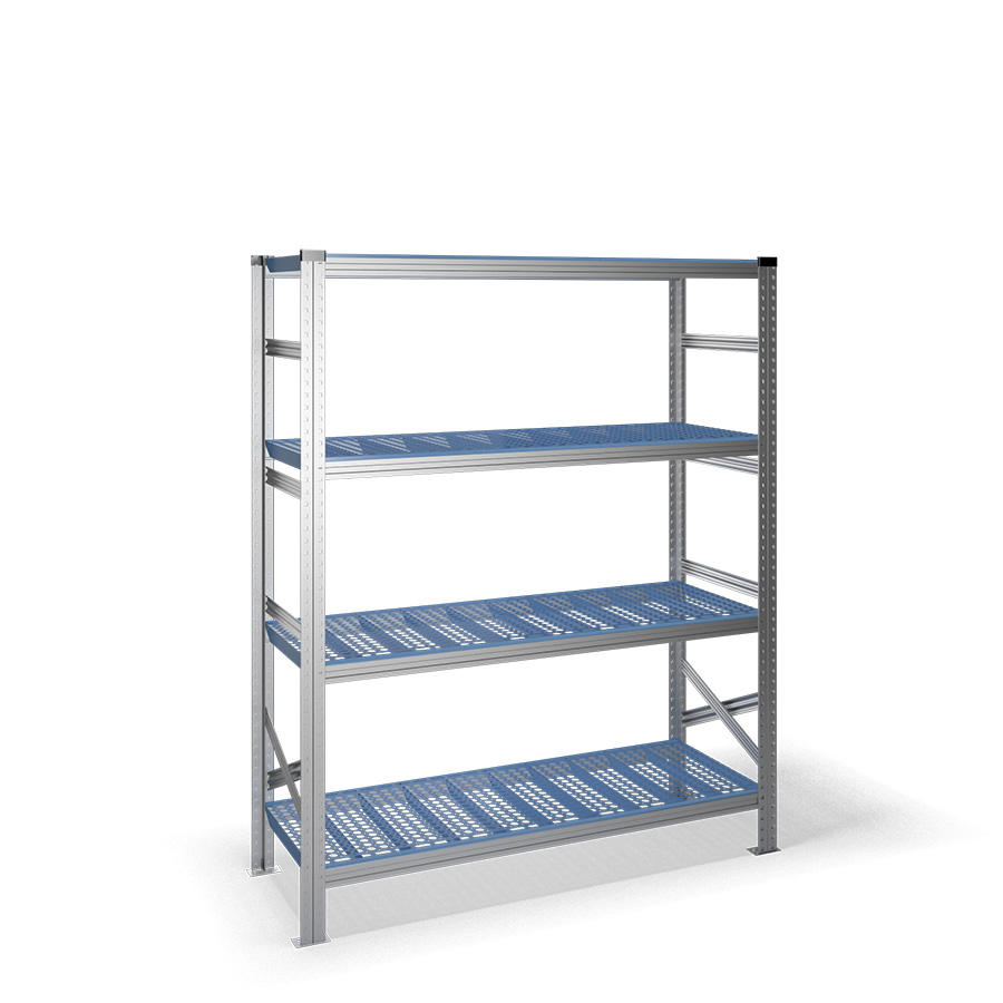 [047388] Estantería metálica con 4 estantes de plástico - Dim.: 1500x600x1972h mm - acero galvanizado
