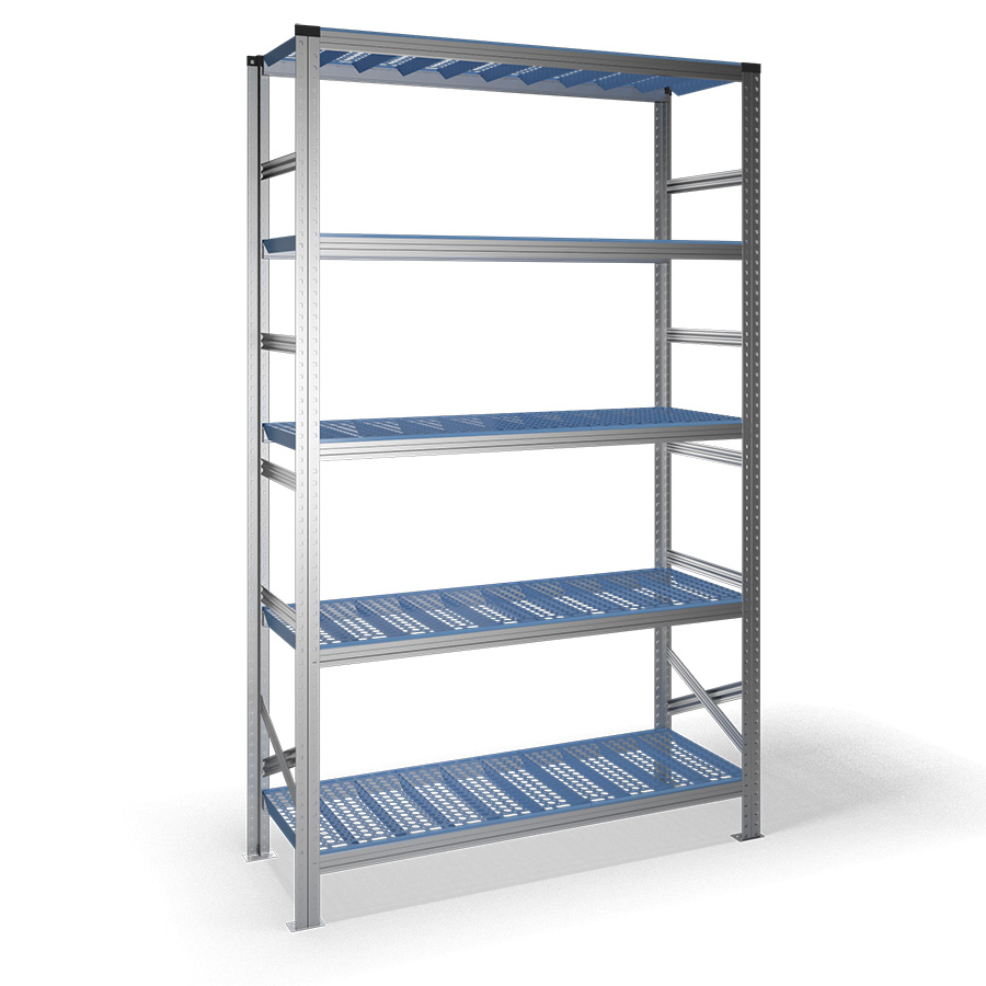 [047390] Estantería metálica con 5 estantes de plástico - Dim.: 1500x600x2500h mm - acero galvanizado