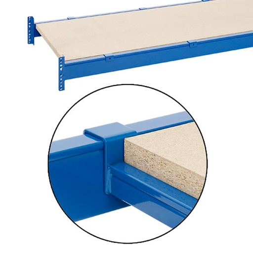[047550] Panel de madera aglomerada con refuerzos para estantería de paletización - Dim.: 3300x800x38h mm