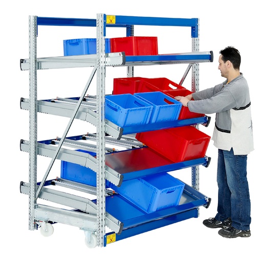 [047937] Estantería metálica de aprovisionamiento con 4 estantes inclinados dinámicos - Dim.: 1530x1300x2000h mm - Galvanizado