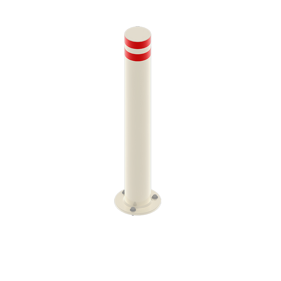 [047953] Bolardo metálico de protección contra impactos para fijación al pavimento - Dim.: Ø159x1200h mm - Blanco ral 9010