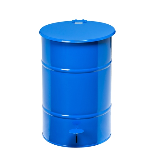 [048076] Basurera de metal de 30 lts de capacidad con tapa - Dim.: Ø360x475h mm - Azul