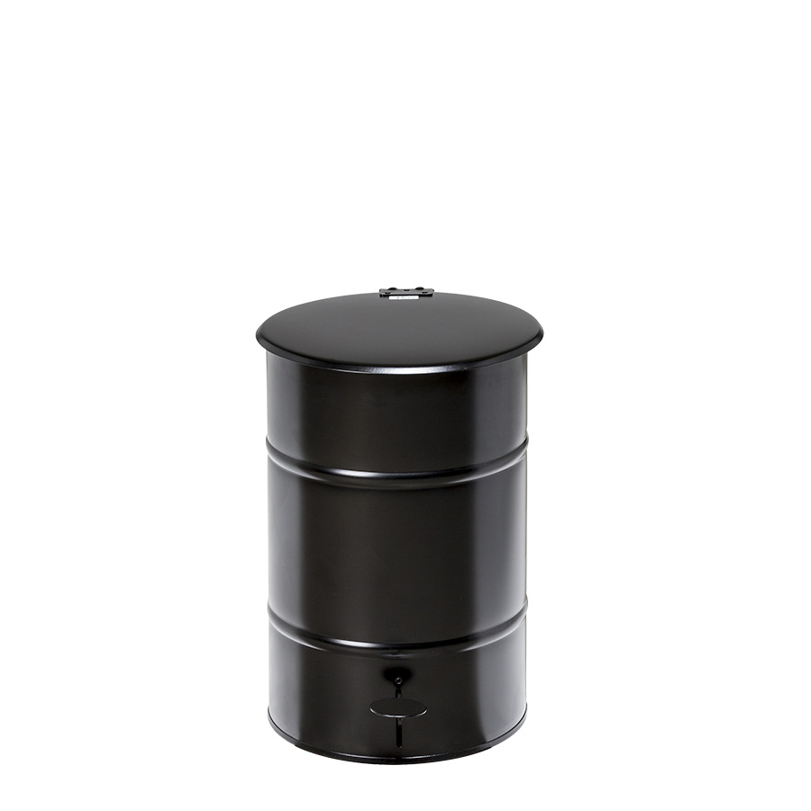 [048078] Basurera de metal de 30 lts de capacidad con tapa - Dim.: Ø360x475h mm - Negro