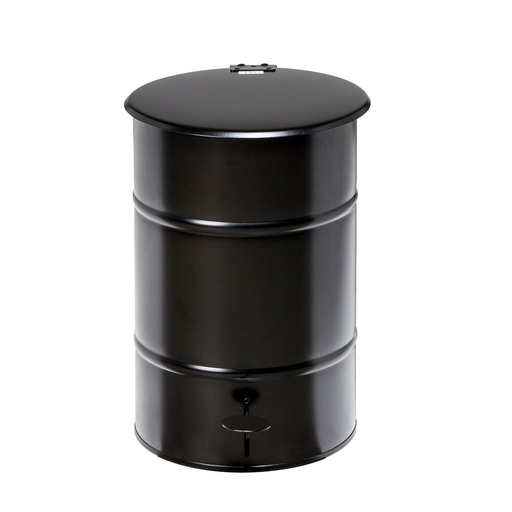 [048078] Basurera de metal de 30 lts de capacidad con tapa - Dim.: Ø360x475h mm - Negro