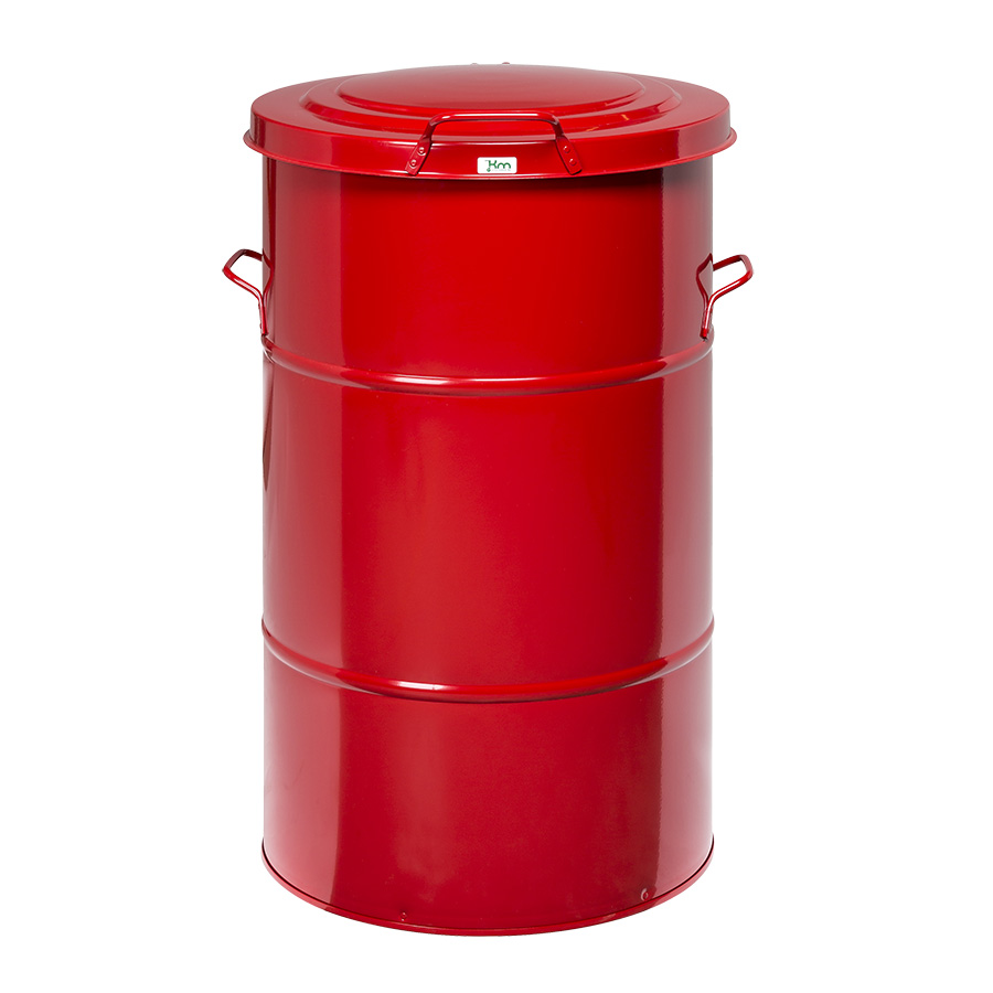 [048086] Basurera de metal de 115 lts de capacidad con tapa - Dim.: Ø490x805h mm - Rojo