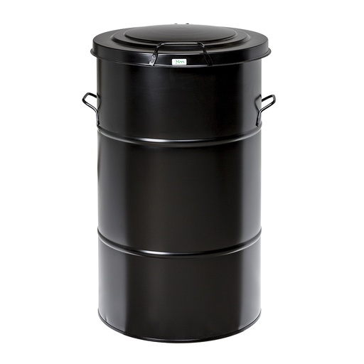 [048087] Basurera de metal de 115 lts de capacidad con tapa - Dim.: Ø490x805h mm - Negro